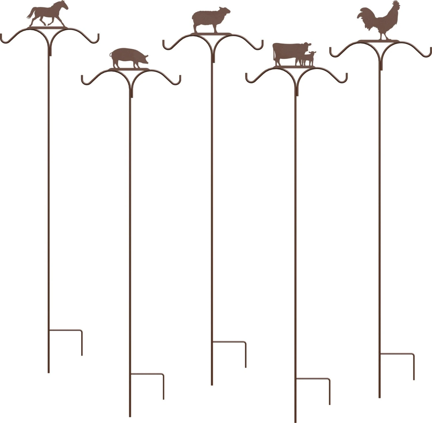 Panacea Products Double Barnyard Assortment Shepherd Hook Wild Bird Accessories - Rust - 84 In - 5 Pack 3 Panacea Products Double Barnyard Assortment Shepherd Hook Wild Bird Accessories - Rust - 84 In - 5 Pack