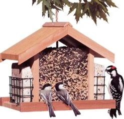 Perky-Pet Deluxe Chalet Wooden Hopper Wild Bird Feeder - Cedar - 5 Lbs Cap