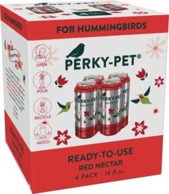 Perky-Pet Hummingbird Nectar Ready To Use Wild Bird Food - Red - 16 Oz - 4 Pack - 4 Pack