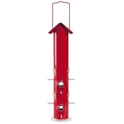 Perky-Pet Metal Tube Wild Bird Tubed Wild Bird Feeder - Red - 1.5 Lbs Cap