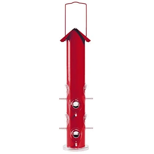 Perky-Pet Metal Tube Wild Bird Tubed Wild Bird Feeder - Red - 1.5 Lbs Cap 3 Perky-Pet Metal Tube Wild Bird Tubed Wild Bird Feeder - Red - 1.5 Lbs Cap