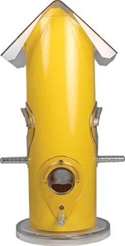 Perky-Pet Metal Tube Wild Bird Tubed Wild Bird Feeder - Yellow - 12 Oz Cap
