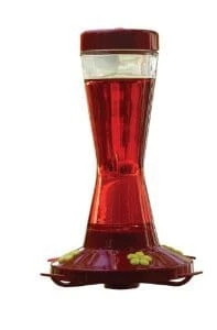 Perky-Pet Pinch Waist Glass Hummingbird Feeder - Red - 16 Oz Cap