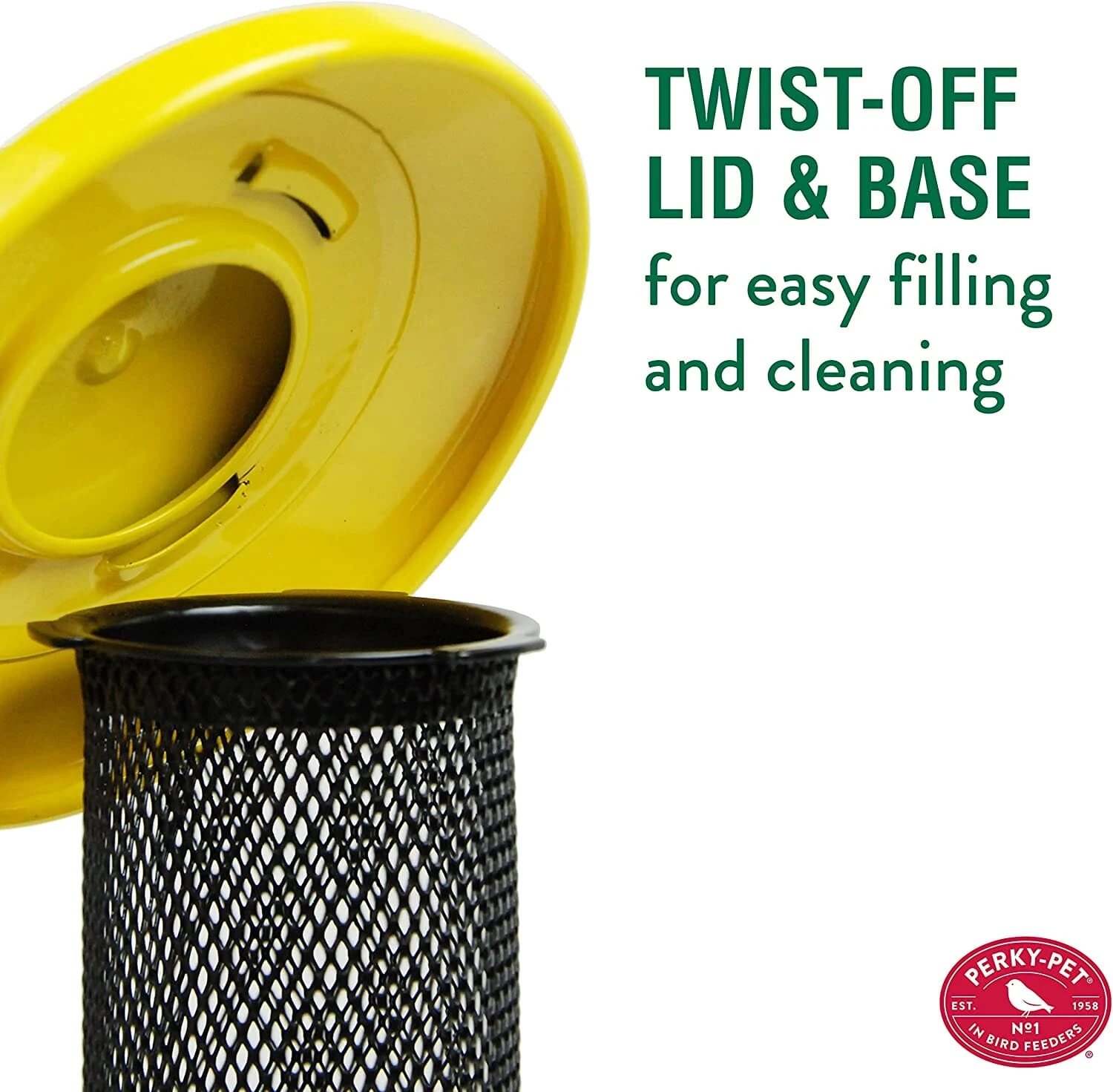 Perky-Pet Shorty Finch Tube Wild Bird Feeder - Yellow - .7 Lbs Cap 7 Perky-Pet Shorty Finch Tube Wild Bird Feeder - Yellow - .7 Lbs Cap - Image 5