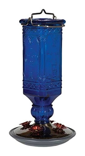 Perky-Pet Square Glass Antique Bottle Hummingbird Feeder - Cobalt Blue - 16 Oz Cap 3 Perky-Pet Square Glass Antique Bottle Hummingbird Feeder - Cobalt Blue - 16 Oz Cap