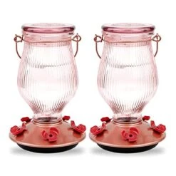 Perky-Pet Top-Fill Glass Hummingbird Feeder - Gold - 24 Oz Cap - 2 Pack