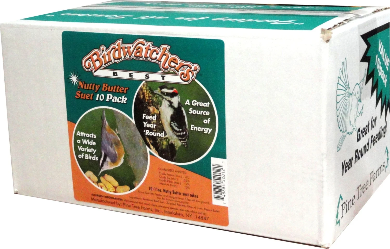 Pine Tree Farms Birdwatcher'S Best Suet Cakes Wild Bird Food - Nutty Butter - 10 Pack 3 Pine Tree Farms Birdwatcher'S Best Suet Cakes Wild Bird Food - Nutty Butter - 10 Pack