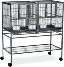 Prevue Hendryx Hampton Deluxe Divided Breeder With Stand - Black - 37.5" X 18" X 40.75"