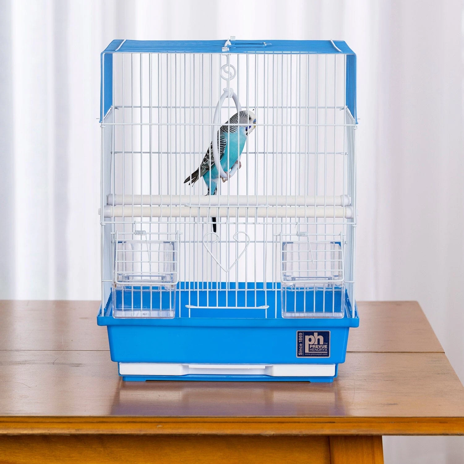 Prevue Hendryx House Style Parakeet Bird Cage - Blue - 12" X 9" X 15" 6 Prevue Hendryx House Style Parakeet Bird Cage - Blue - 12" X 9" X 15" - Image 4