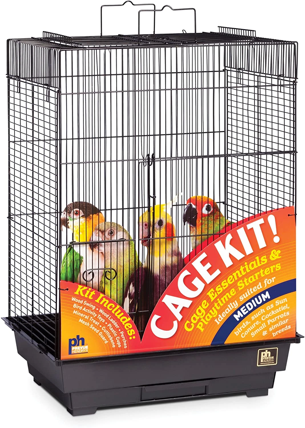 Prevue Hendryx Square Roof Bird Cage Kit - Black - 18" X 14" X 23" 3 Prevue Hendryx Square Roof Bird Cage Kit - Black - 18" X 14" X 23"