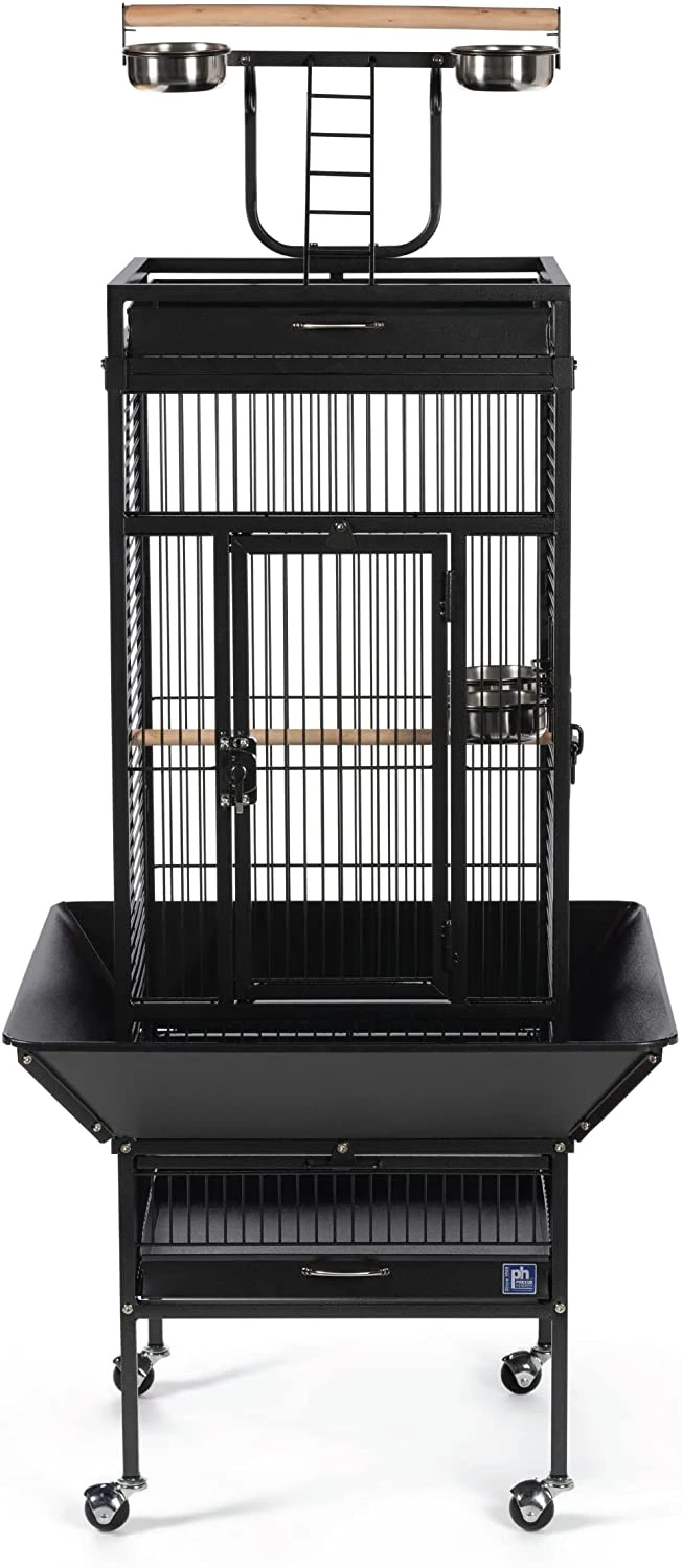 Prevue Hendryx Wrought Iron Select Bird Cage With Playtop - Black - 18" X 18" X 57" 3 Prevue Hendryx Wrought Iron Select Bird Cage With Playtop - Black - 18" X 18" X 57"
