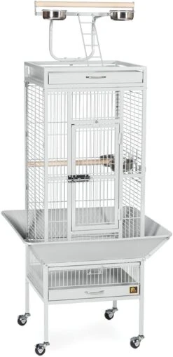 Prevue Hendryx Wrought Iron Select Bird Cage With Playtop - Pewter White - 18" X 18" X 57"