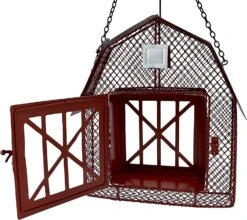 Songbird Essentials Mesh Barn Seed & Suet Feeder Suet And Seed Cake Wild Bird Feeder - Red - 2 X 9 X 16.5