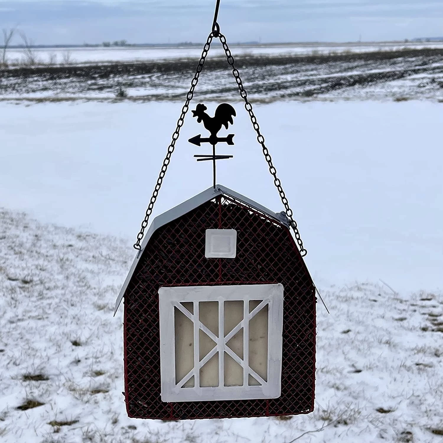 Songbird Essentials Mesh Barn Seed & Suet Feeder Suet And Seed Cake Wild Bird Feeder - Red - 2 X 9 X 16.5 6 Songbird Essentials Mesh Barn Seed & Suet Feeder Suet And Seed Cake Wild Bird Feeder - Red - 2 X 9 X 16.5 - Image 4