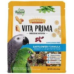 Sunseed Vita Prima - Safflower Formula Medium & Large Parrot Food - 4 Lb - Pack Of 6