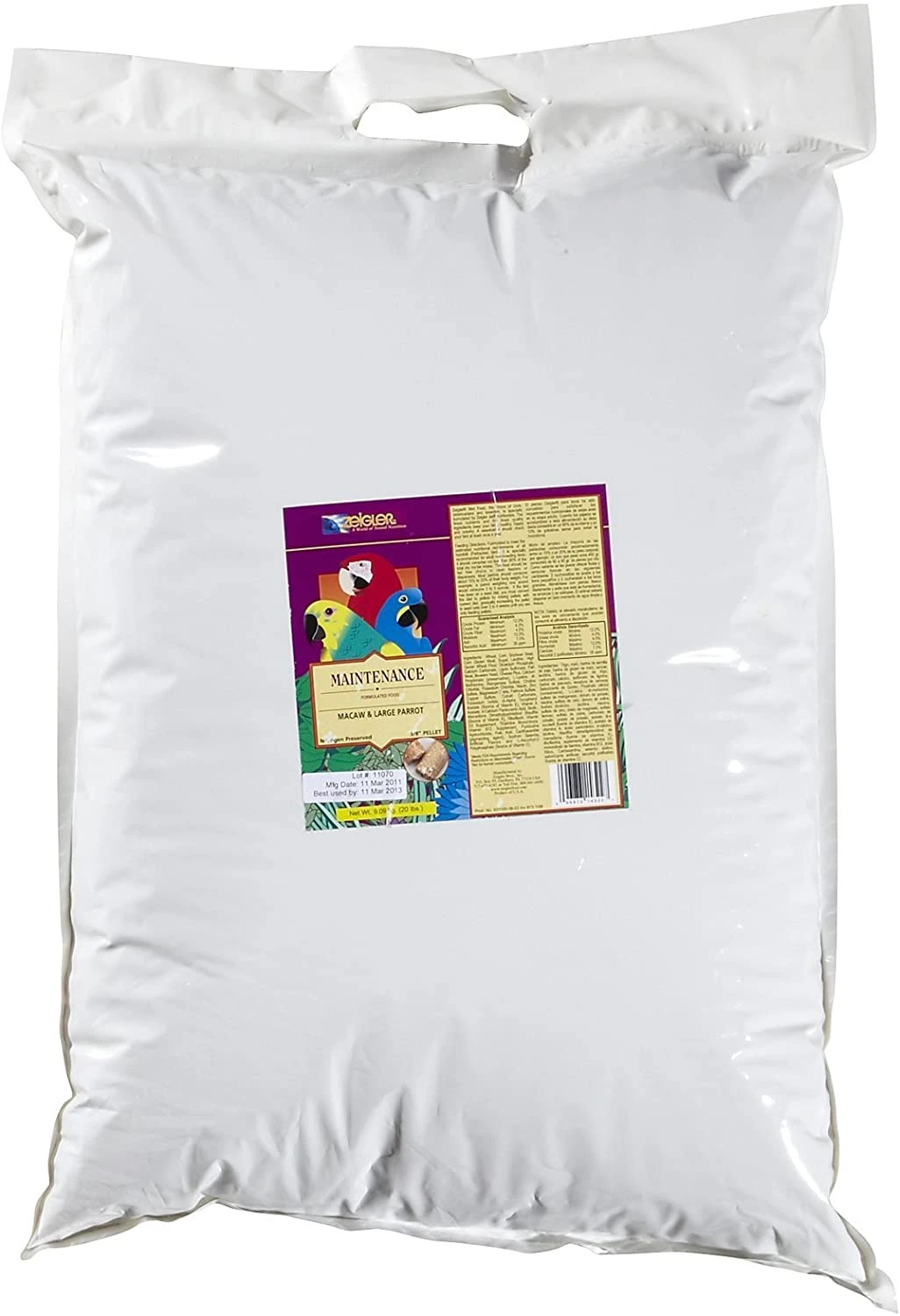 Zeigler Bros 3/8" Parrot Maintenance Macaws & Large Parrots Bird Food - 20 Lb Bag 3 Zeigler Bros 3/8" Parrot Maintenance Macaws & Large Parrots Bird Food - 20 Lb Bag